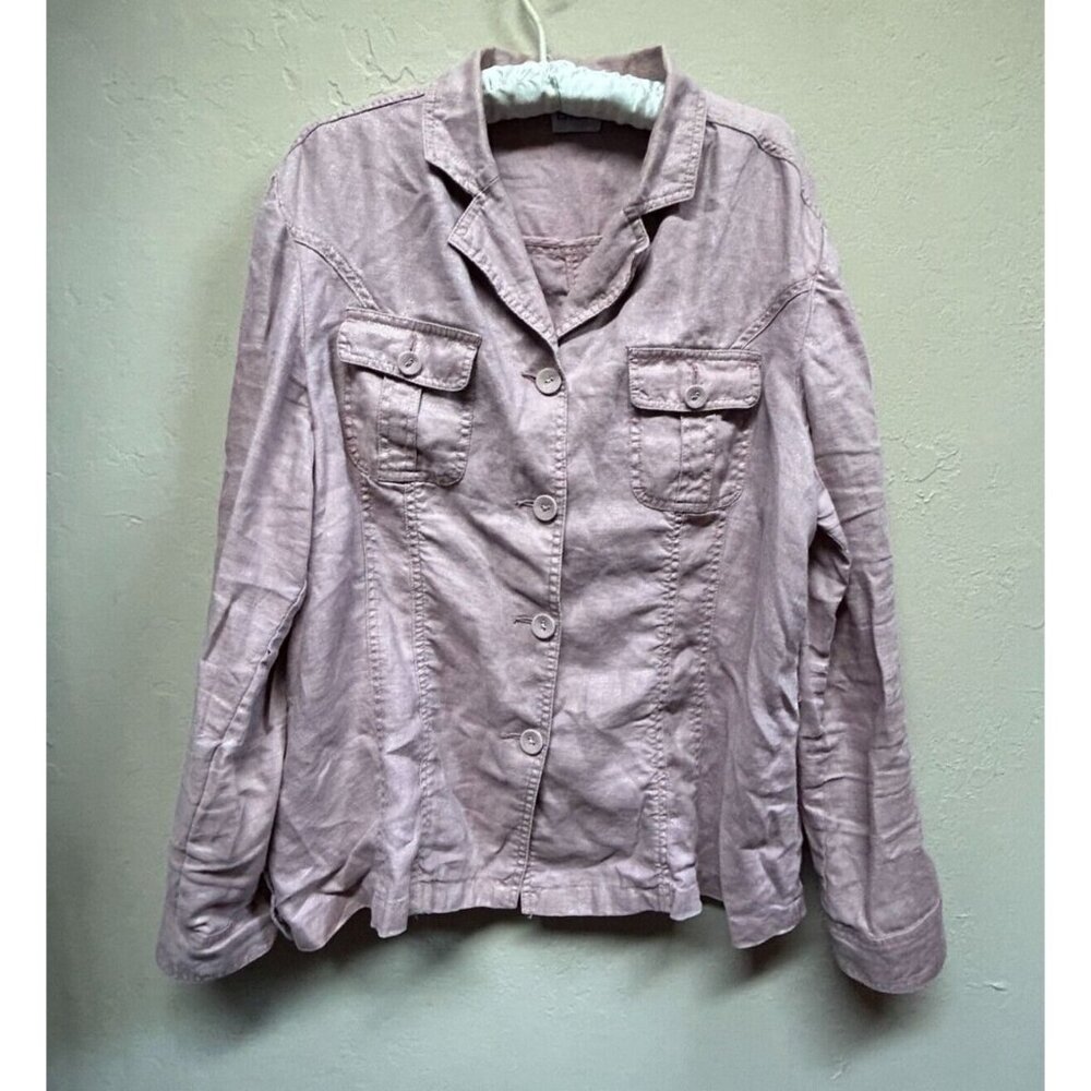 Chico's Womens Button Front Basic Shirt Jacket La… - image 1